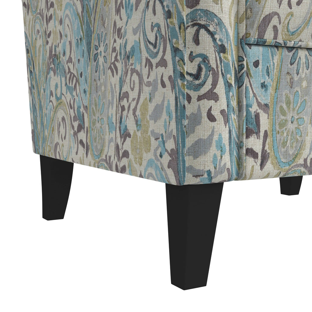 Caribbean Blue Herringbone Rolled Armchair T449053