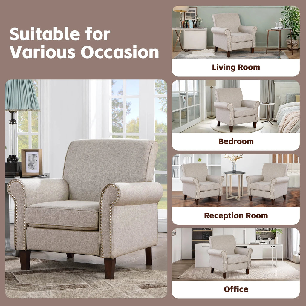 Beige Fabric Accent Chair R161