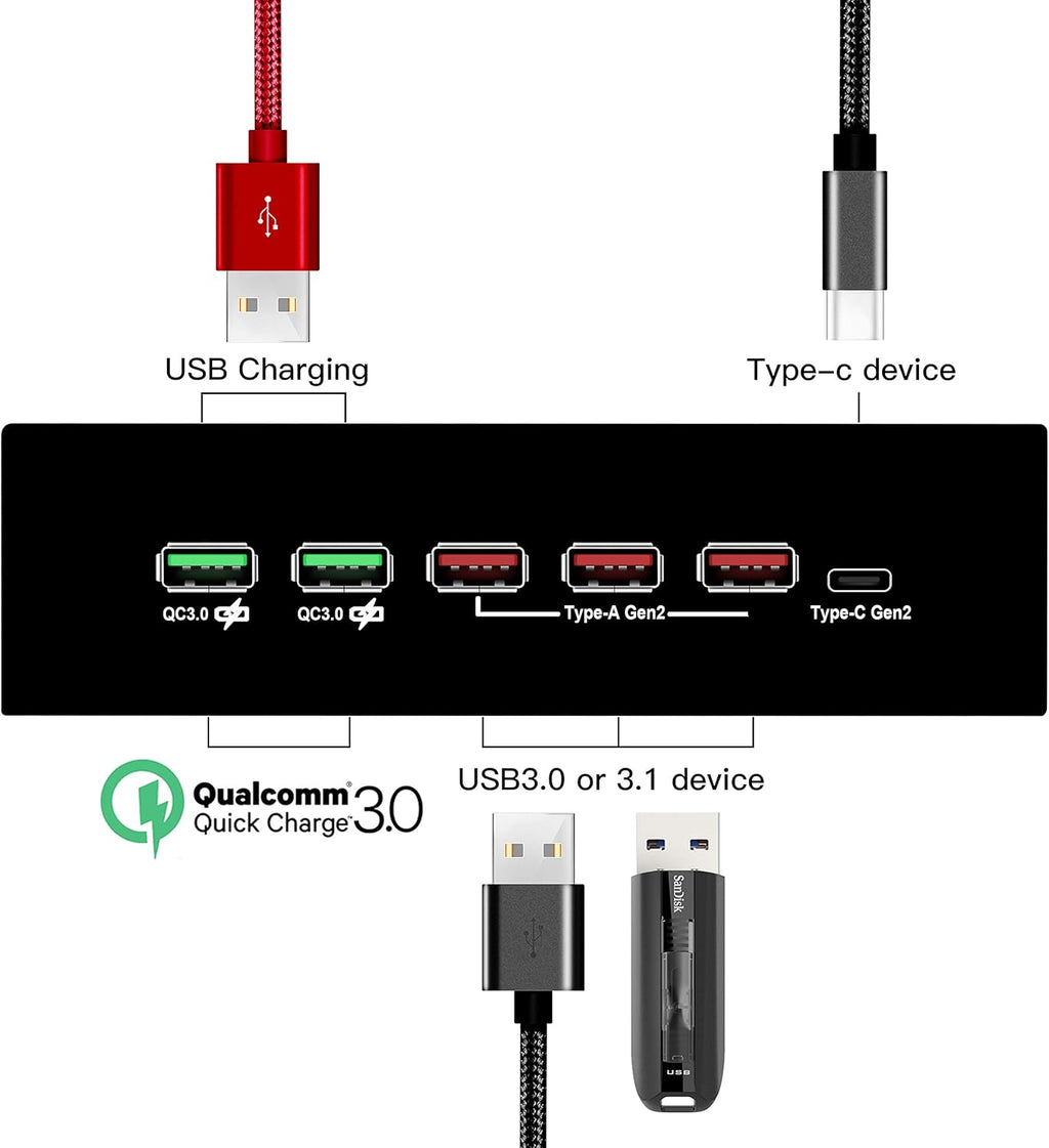 5.25in USB 3.1 Gen2 Hub and Type-C Port, Pack of 2 Y813687