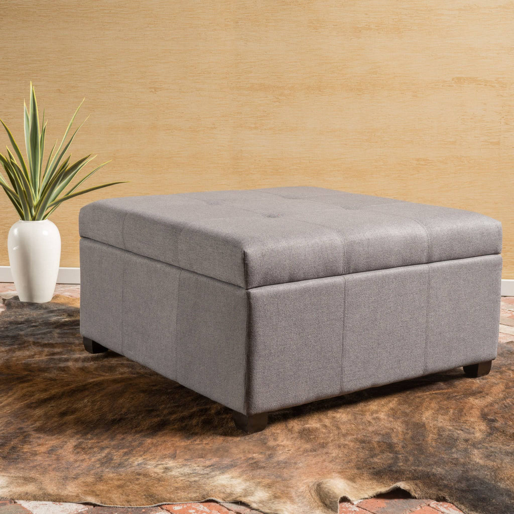 Dark Gray Fabric Storage Ottoman W333578