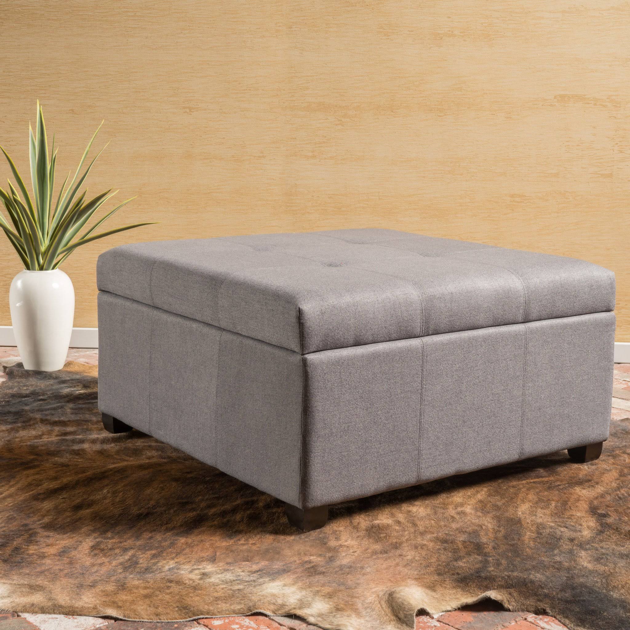 Dark Gray Fabric Storage Ottoman W333578