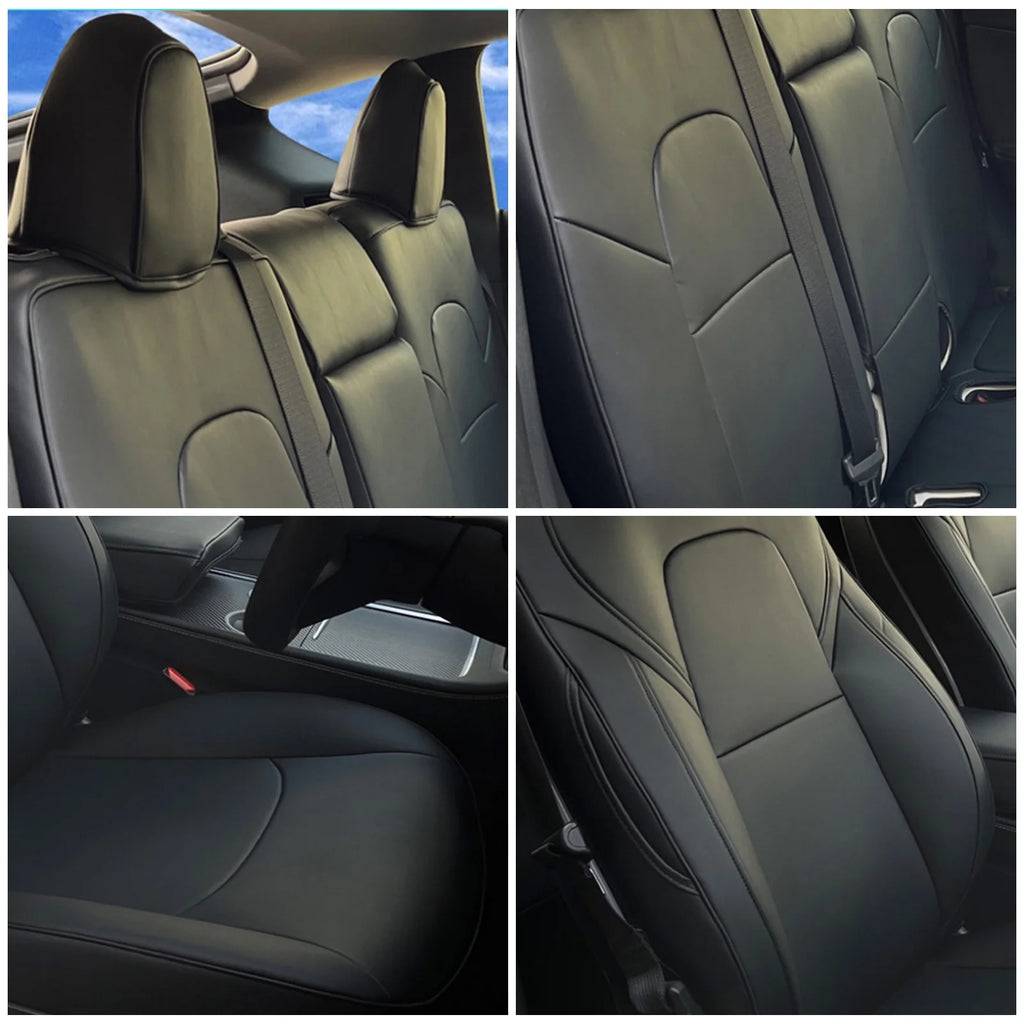 Black Leather 11PCS Car Seat Covers A2759