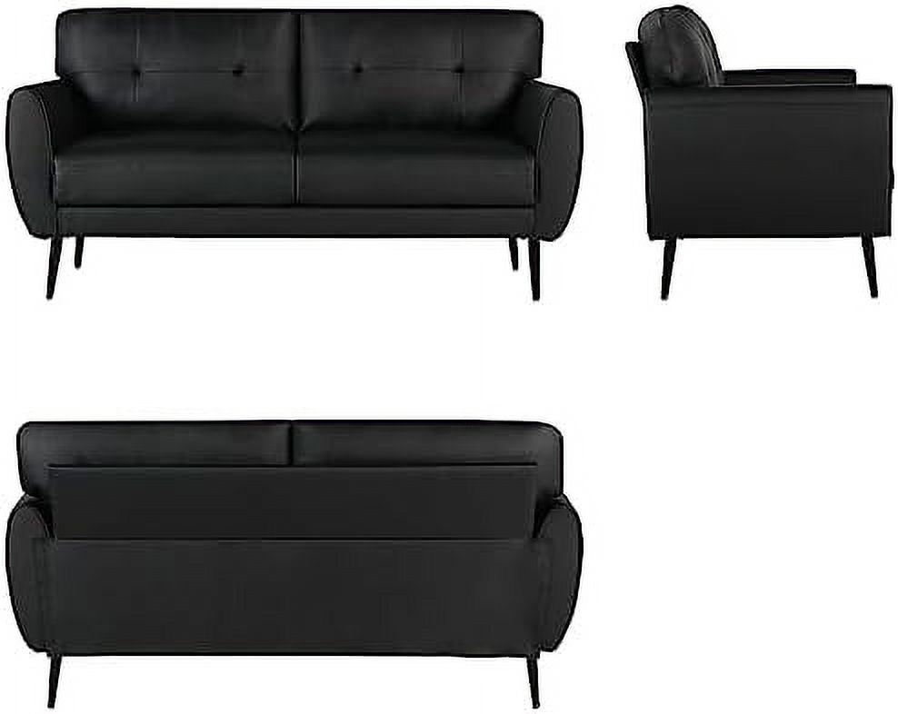 White Tufted Leather Loveseat Sofa H901