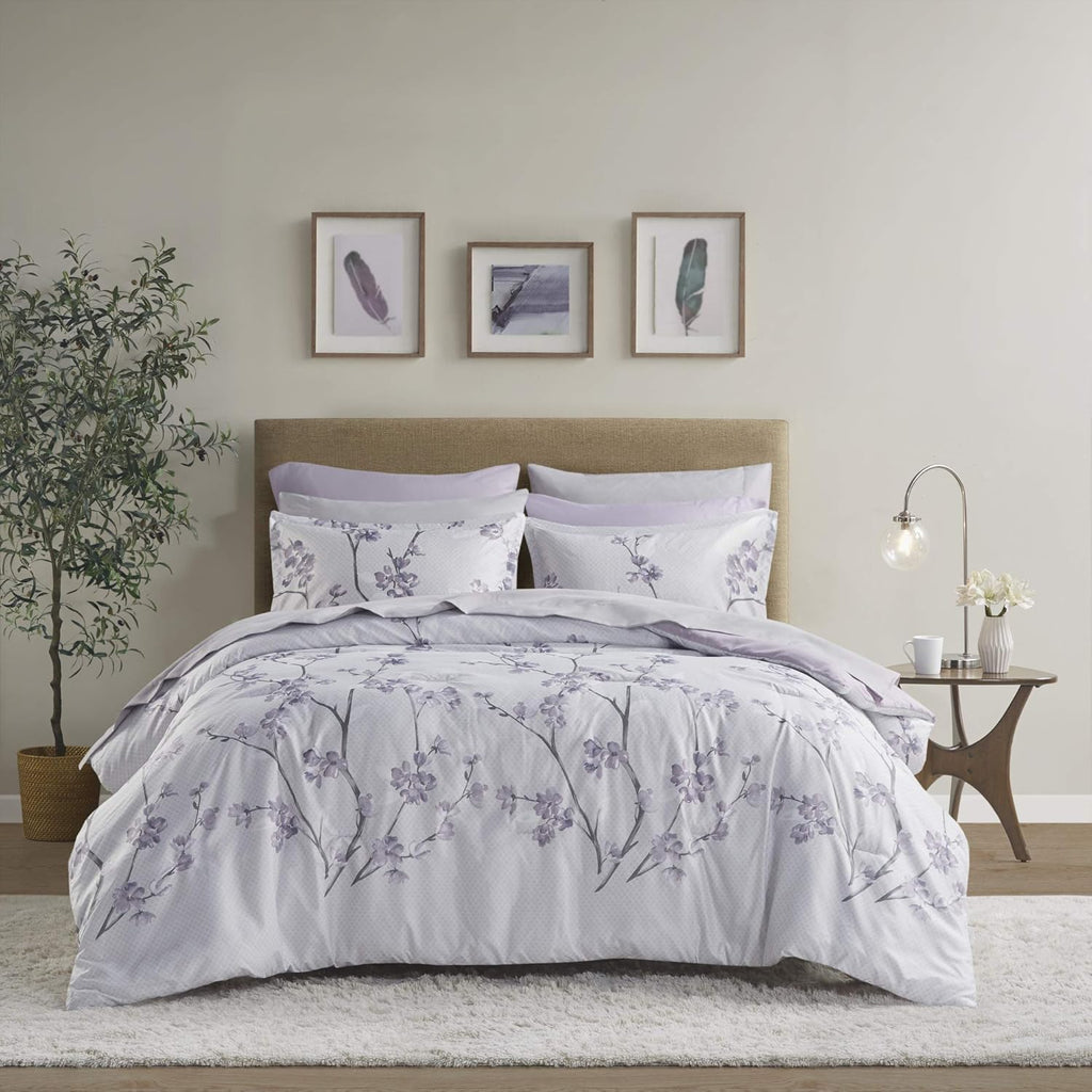 Grey Purple 9 Piece Queen Comforter Set Z9401