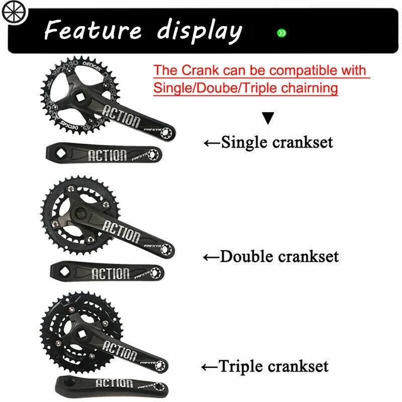 Mountain Bike Crank 104 BCD 170mm Aluminum Alloy Cranks Arm with 4pcs Silver Chainring Bolts E78955