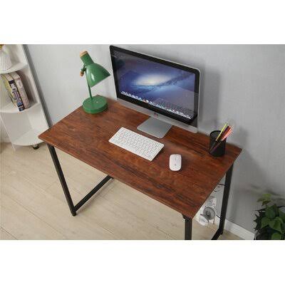 Espresso Computer Desk with Black Metal Frame H16991