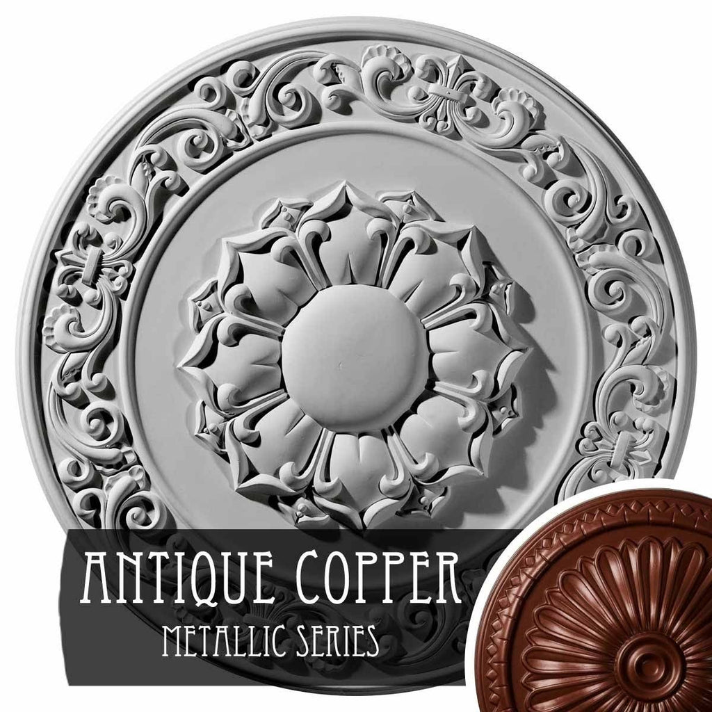 27 3/4x22OD x 2x22P Hand-Painted Frost Ceiling Medallion A709