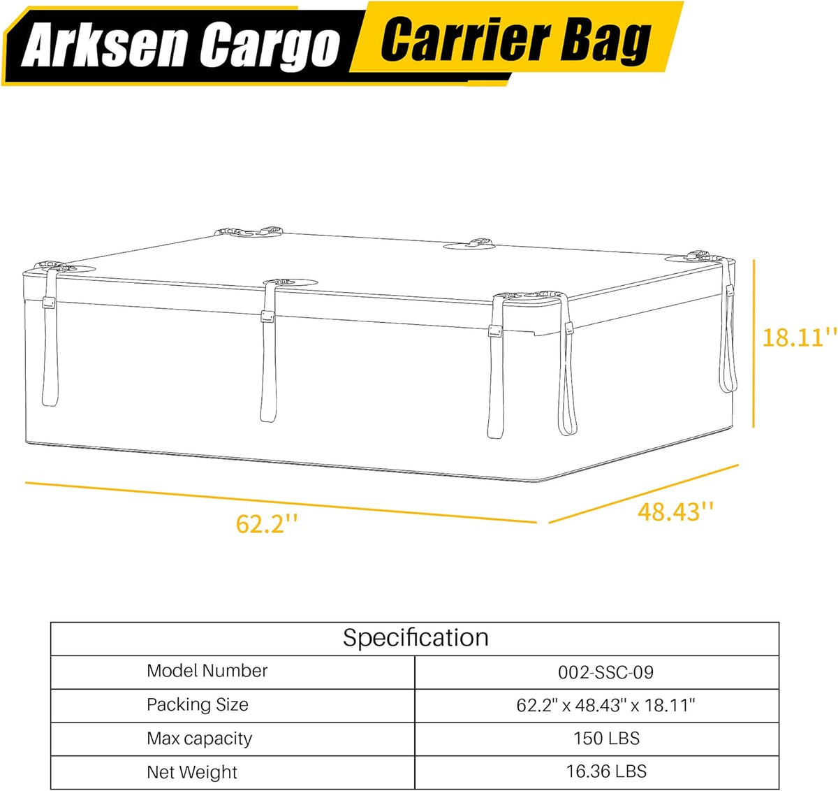 Waterproof Rooftop Cargo Carrier Bag with 6 Door Hook Straps I201