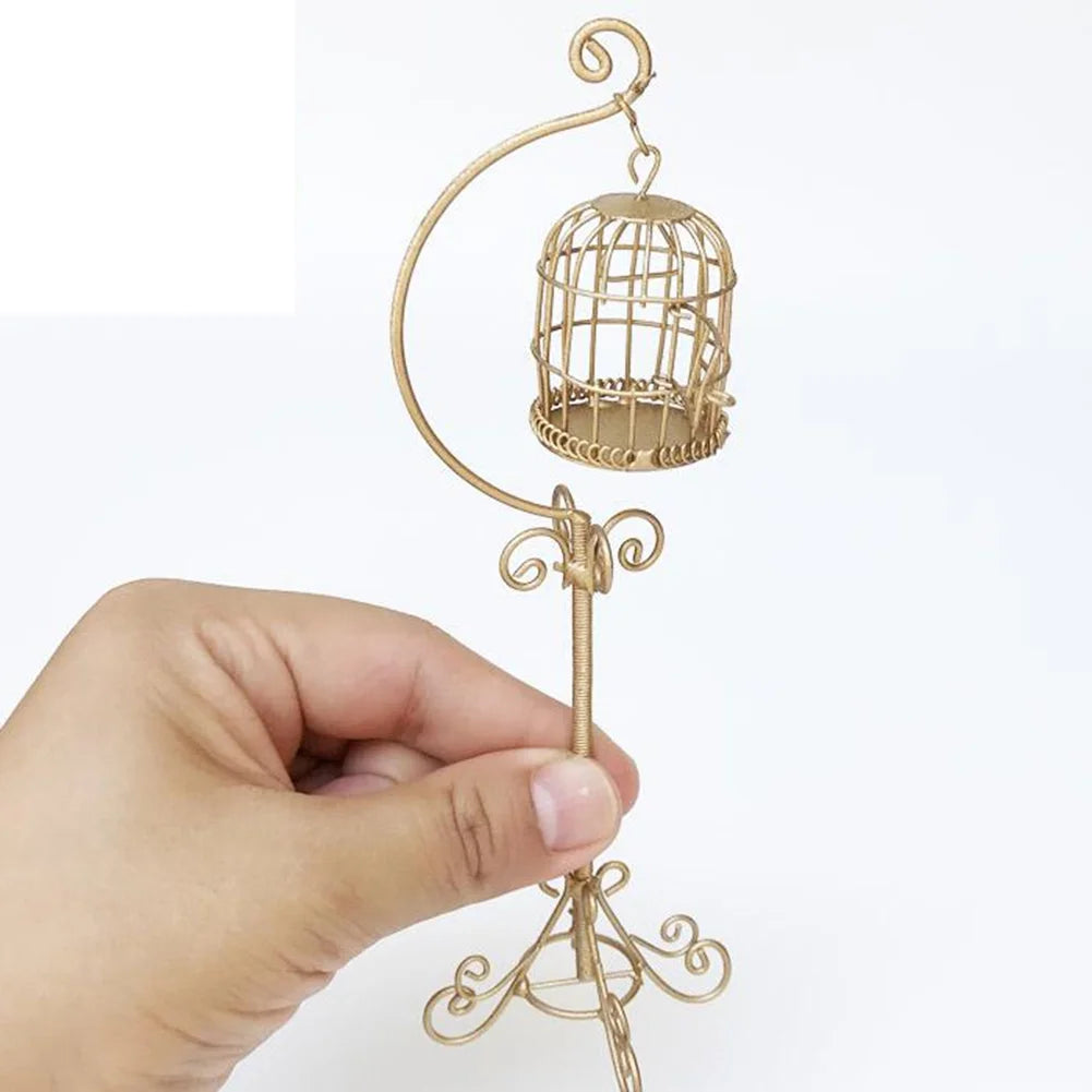 Miniature Metal Bird Cage Dollhouse Decoration J2253