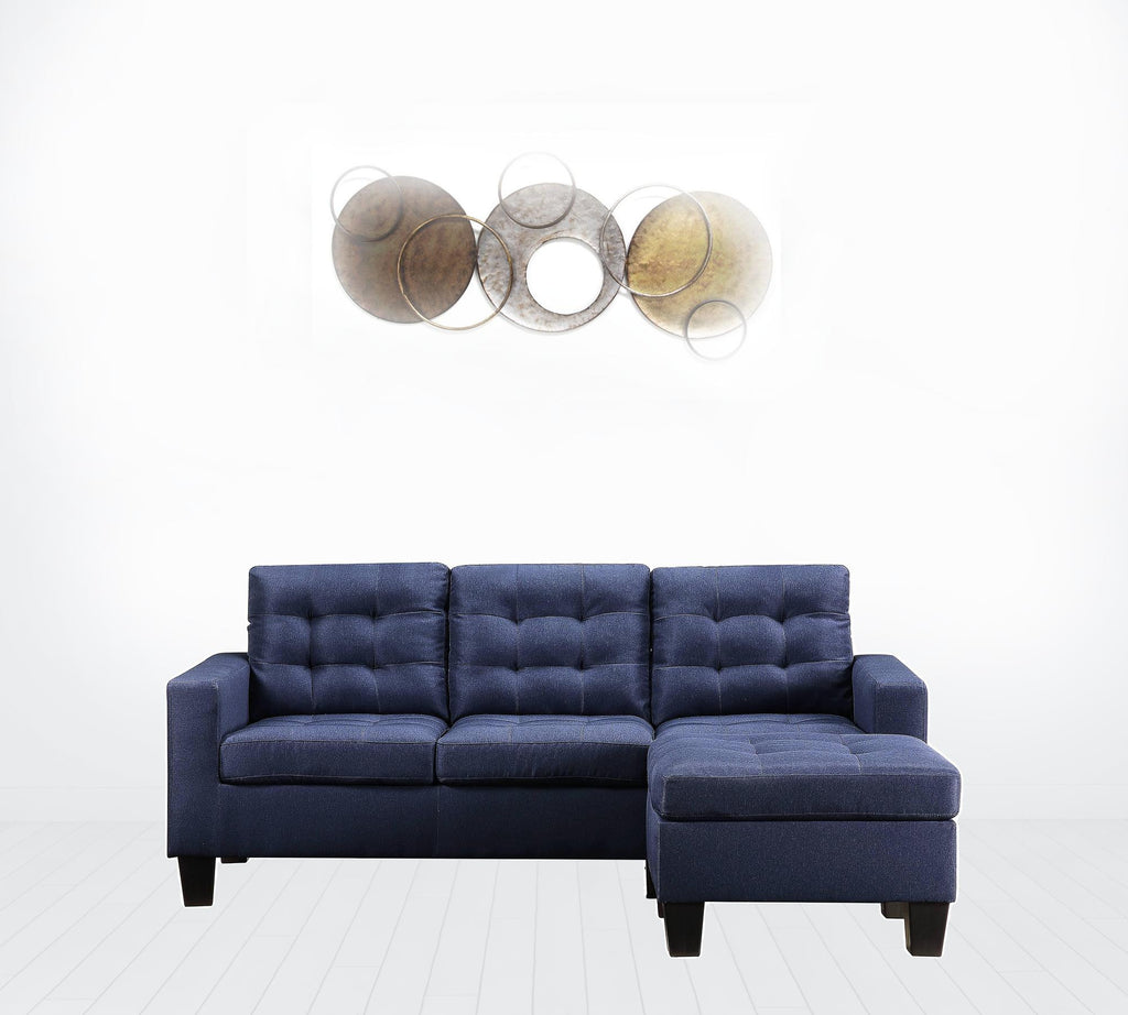 Blue & Black Linen Sofa Z89637