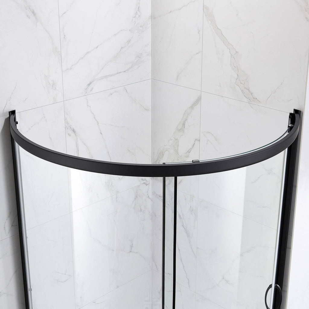 Black Shower Kit with Clear Glass Panels and Base Z83885