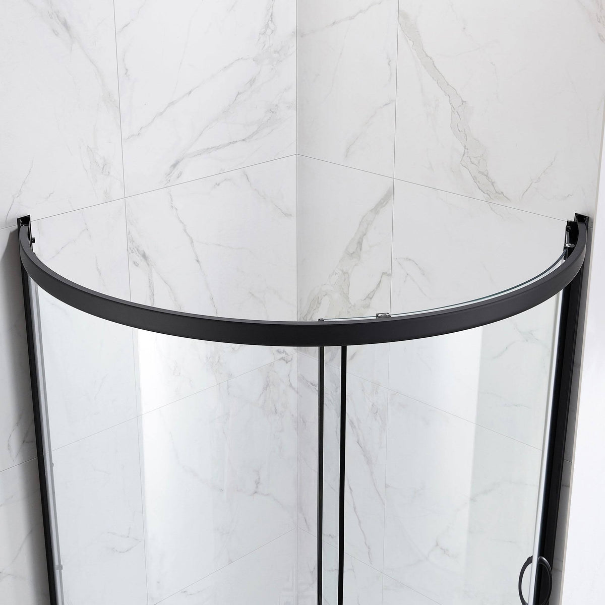 Black Shower Kit with Clear Glass Panels and Base Z83885