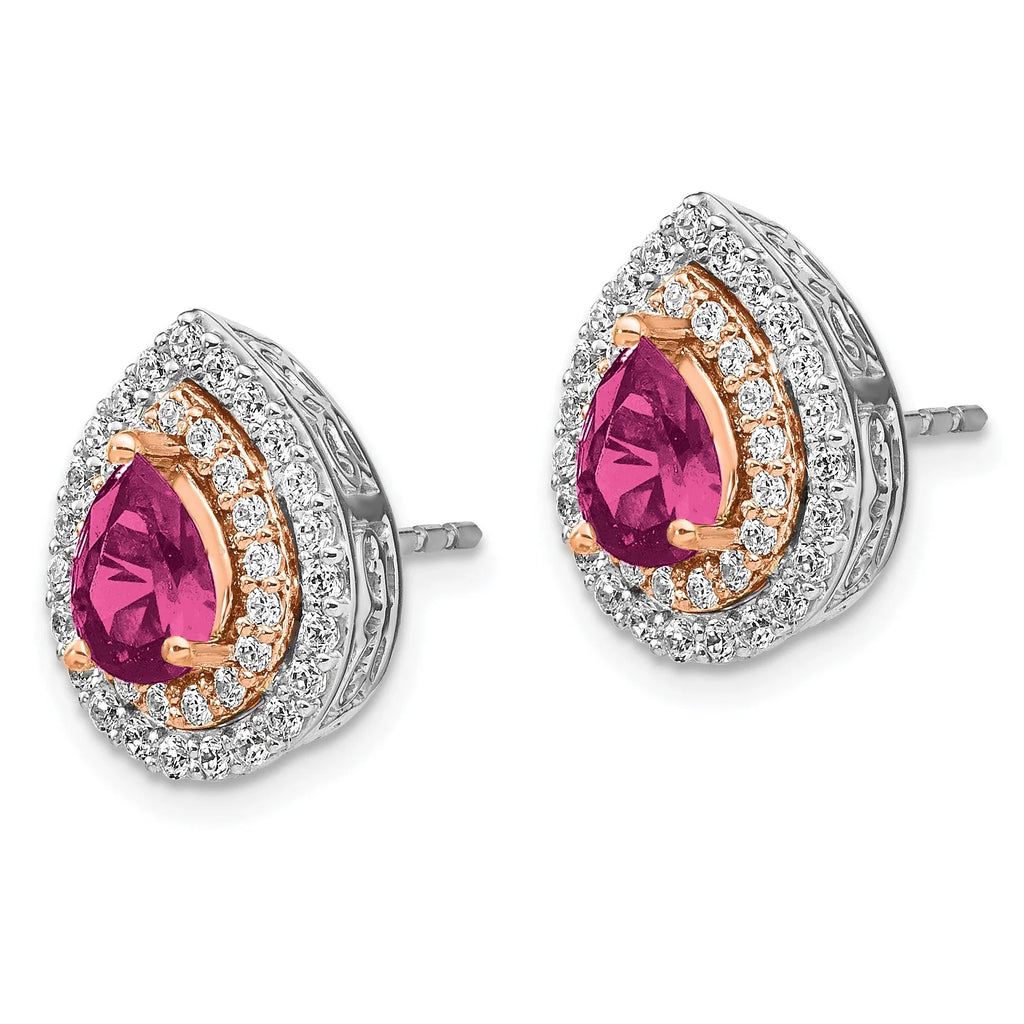 14 Karat Two-Tone Lab Grown Diamond and Created Pink Sapphire Earrings M251283
