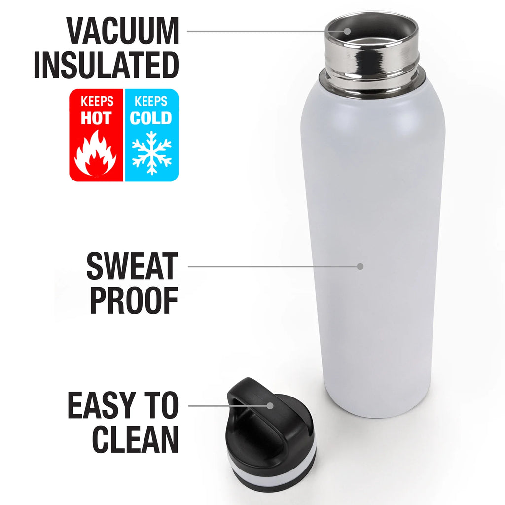 24 oz Vacuum Insulated Stainless Steel Water Bottle with Loop Cap V1664