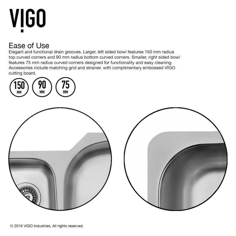 Undermount Stainless Steel Kitchen Sink with Faucet, Two Grids, Two Strainers and Dispenser Y355