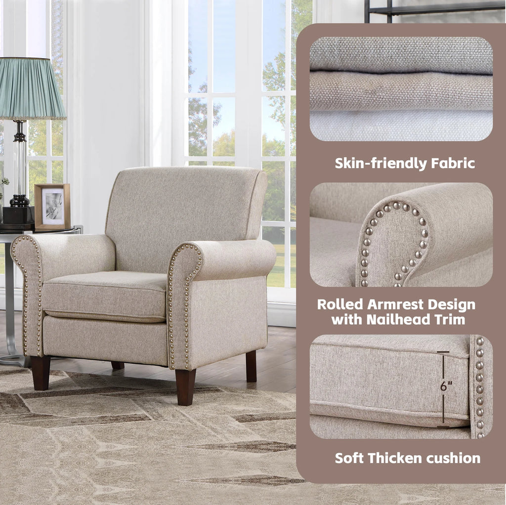 Beige Fabric Accent Chair R161