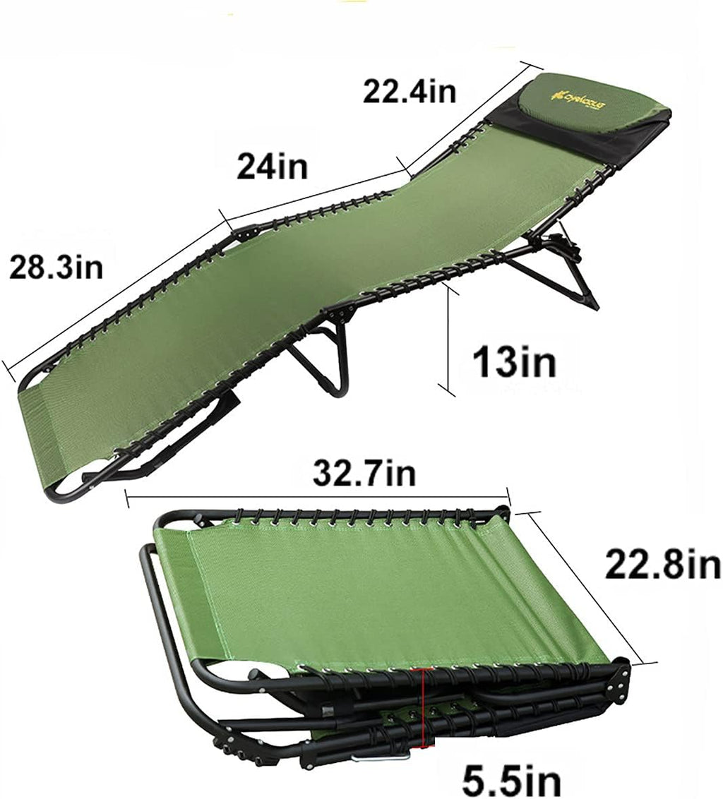 Adjustable Folding Camping Cots, Extra Wide Portable 74 x 24 x 12 inches, Green I466843