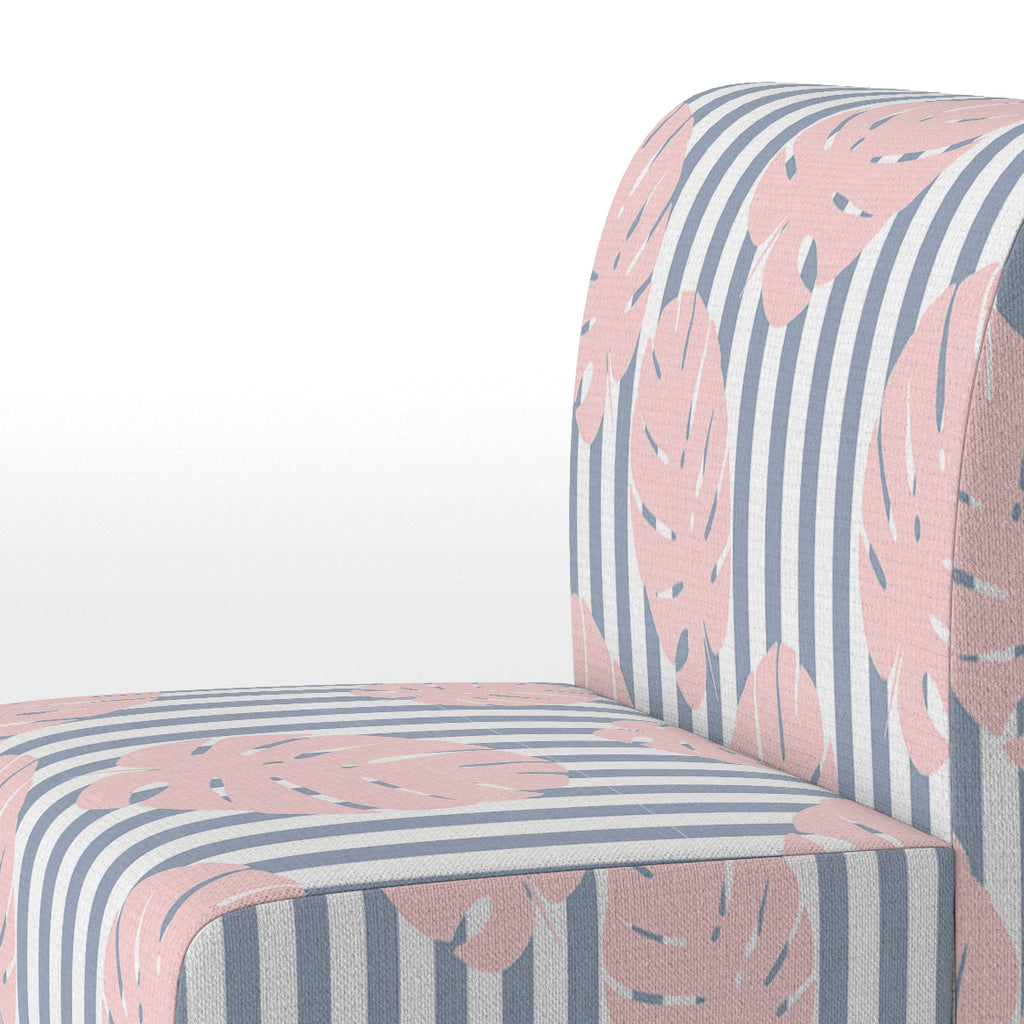 Pink and Blue Tropical Flowers Upholstered Accent Chair M87077