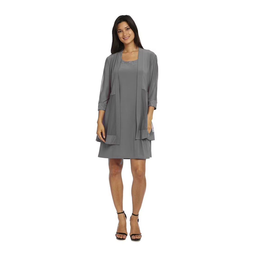 Two Piece Jersey Dress Lace Jacket K268
