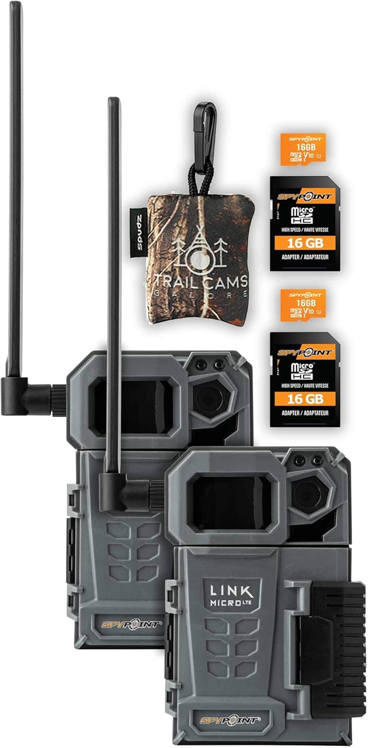 Cellular Trail Camera Twin Pack with SD Cards and Microfiber Cloth Screen Cleaner D2278