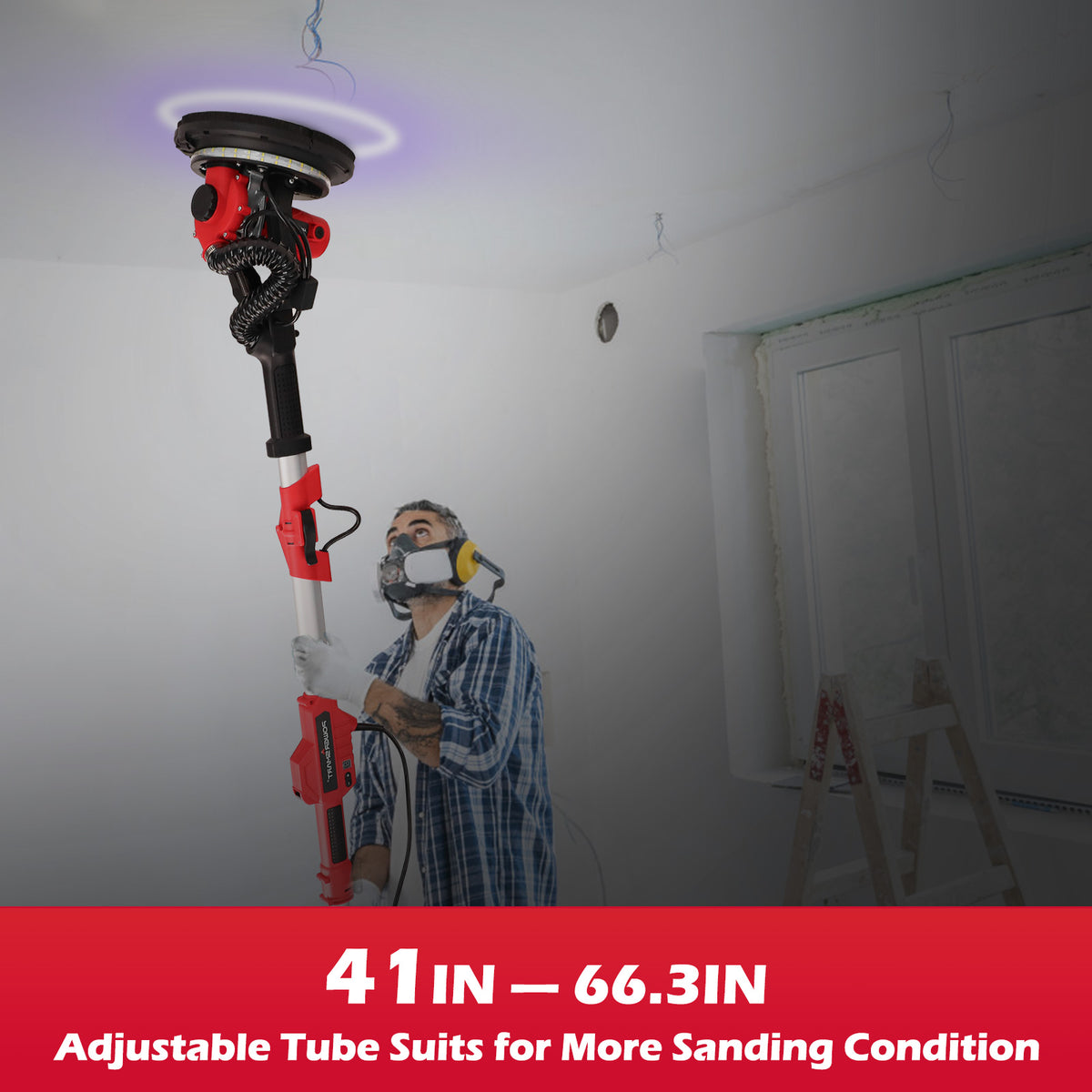 Electric Drywall Sander 120V with LED Strip Light and Dust Bag E142667