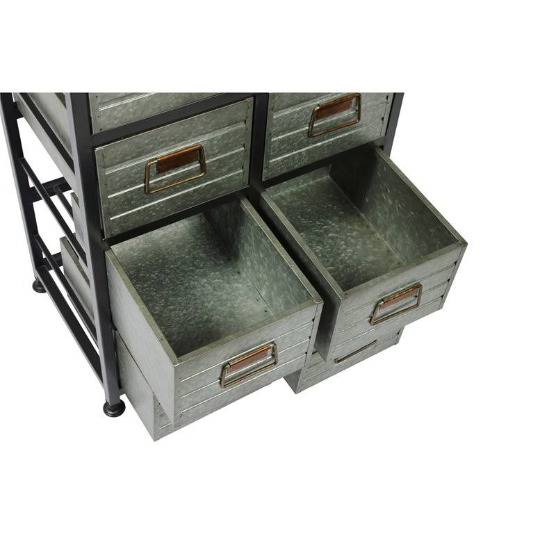 Gray and Brown Accent Cabinet with Solid Wood Top Q4409