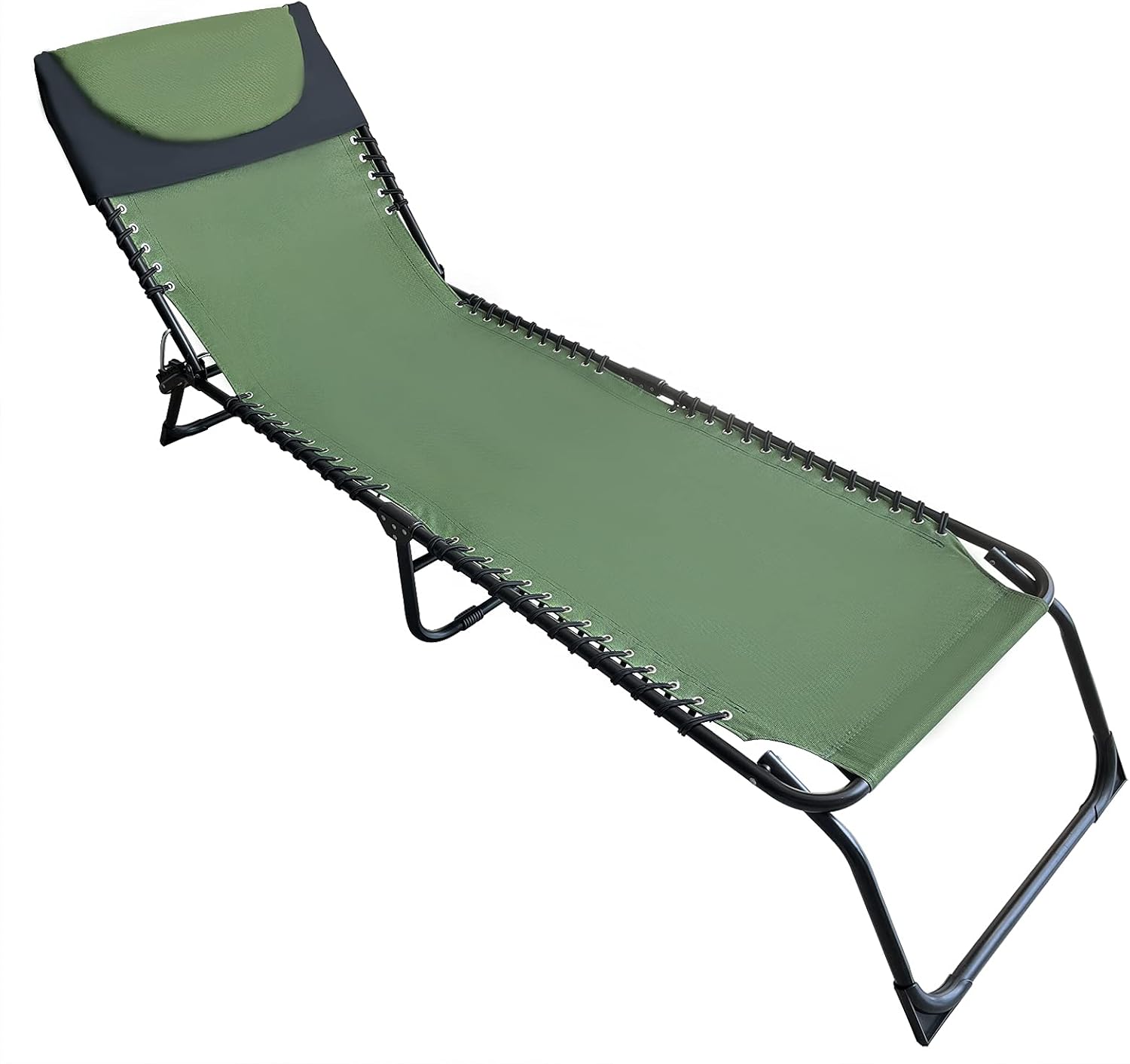 Adjustable Folding Camping Cots, Extra Wide Portable 74 x 24 x 12 inches, Green I466843