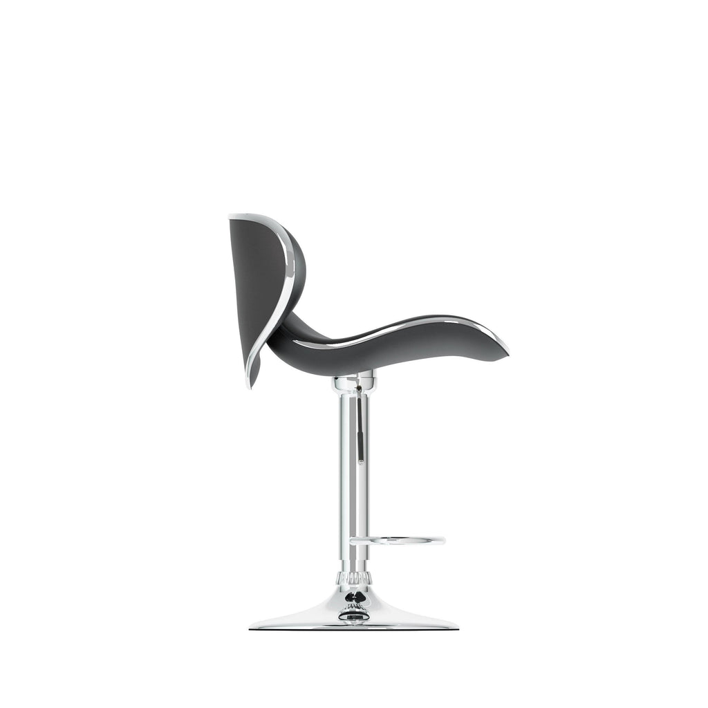 Black Curved Adjustable Bar Stool Set of 2 B7630