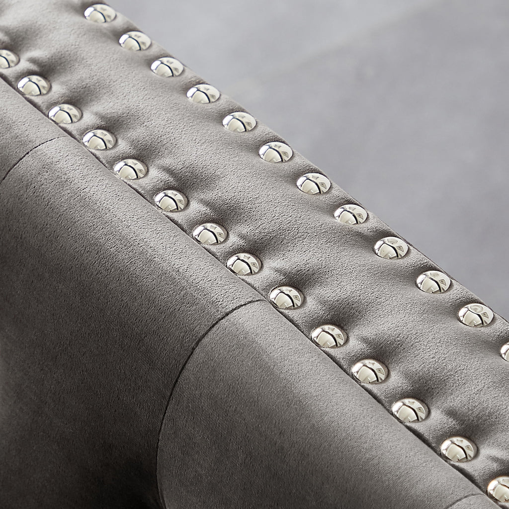 Tufted Velvet Loveseat with 2 Pillows Metal Legs O491111