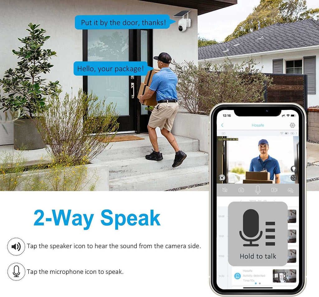 Wireless Solar Battery Powered Security Camera with Color Night Vision H92286