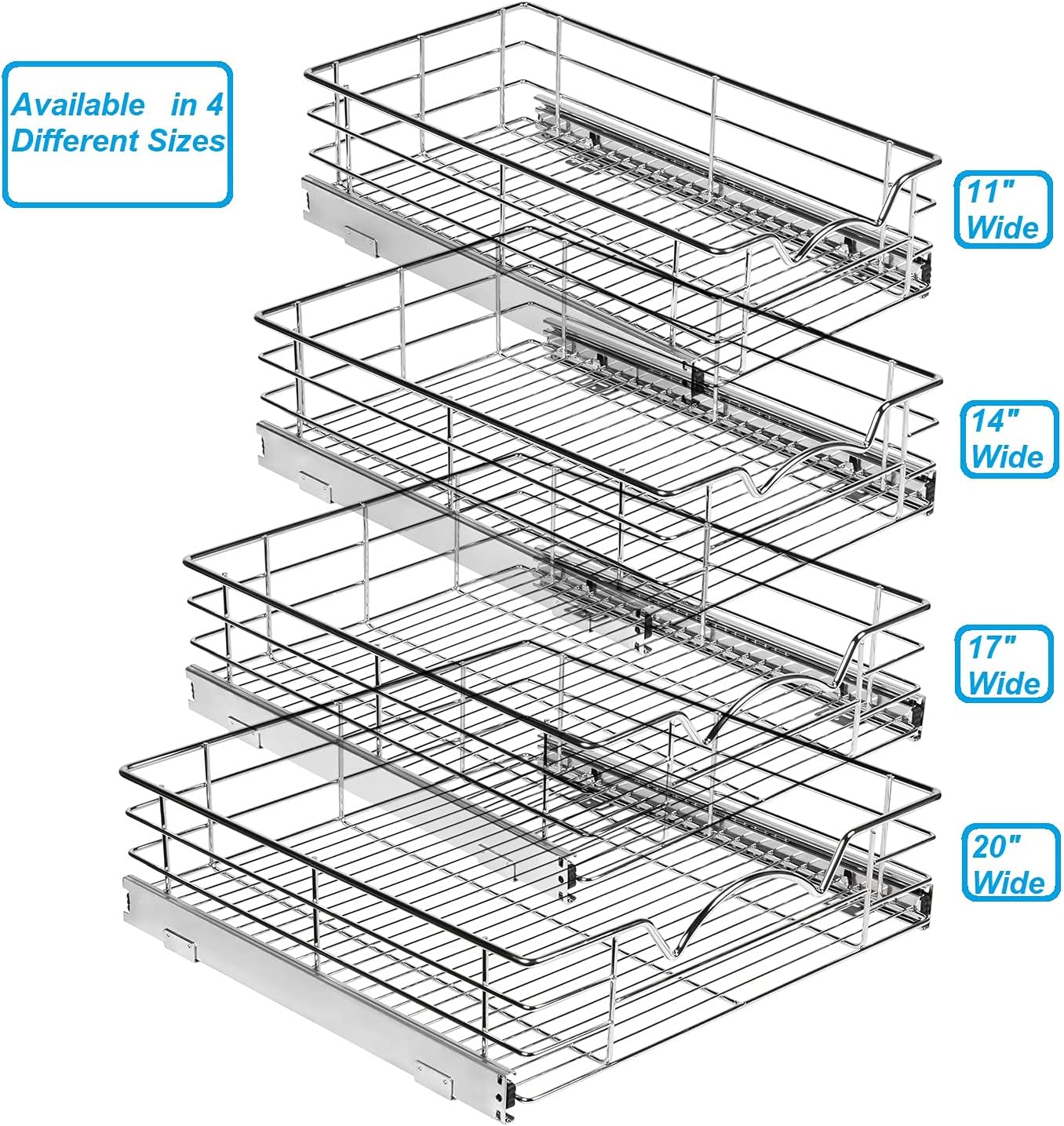 Pull Out Cabinet Organizer Basket, 11W x 21D x 5H I7997
