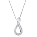 14K White Gold Diamond Twisted Infinity Pendant with 18 Inch Silver Chain Q491