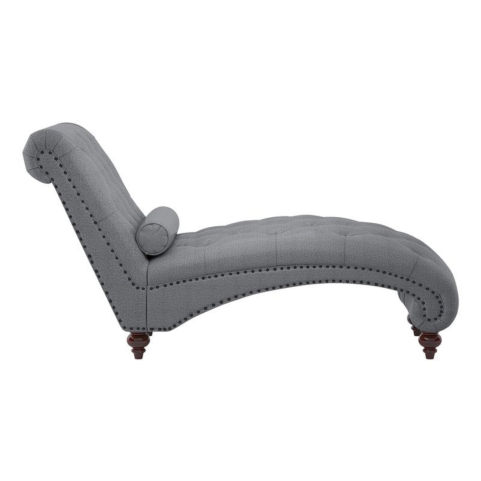 Dark Gray Wood & Fabric Chaise with 1 Bolster Pillow I63518