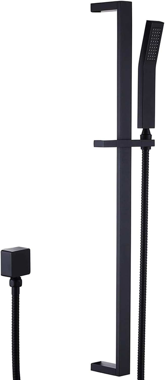 Matte Black Wall Mounted Shower Head with Slide Bar Handheld Shower Kit with Hose Adjustable Holder Set V77168