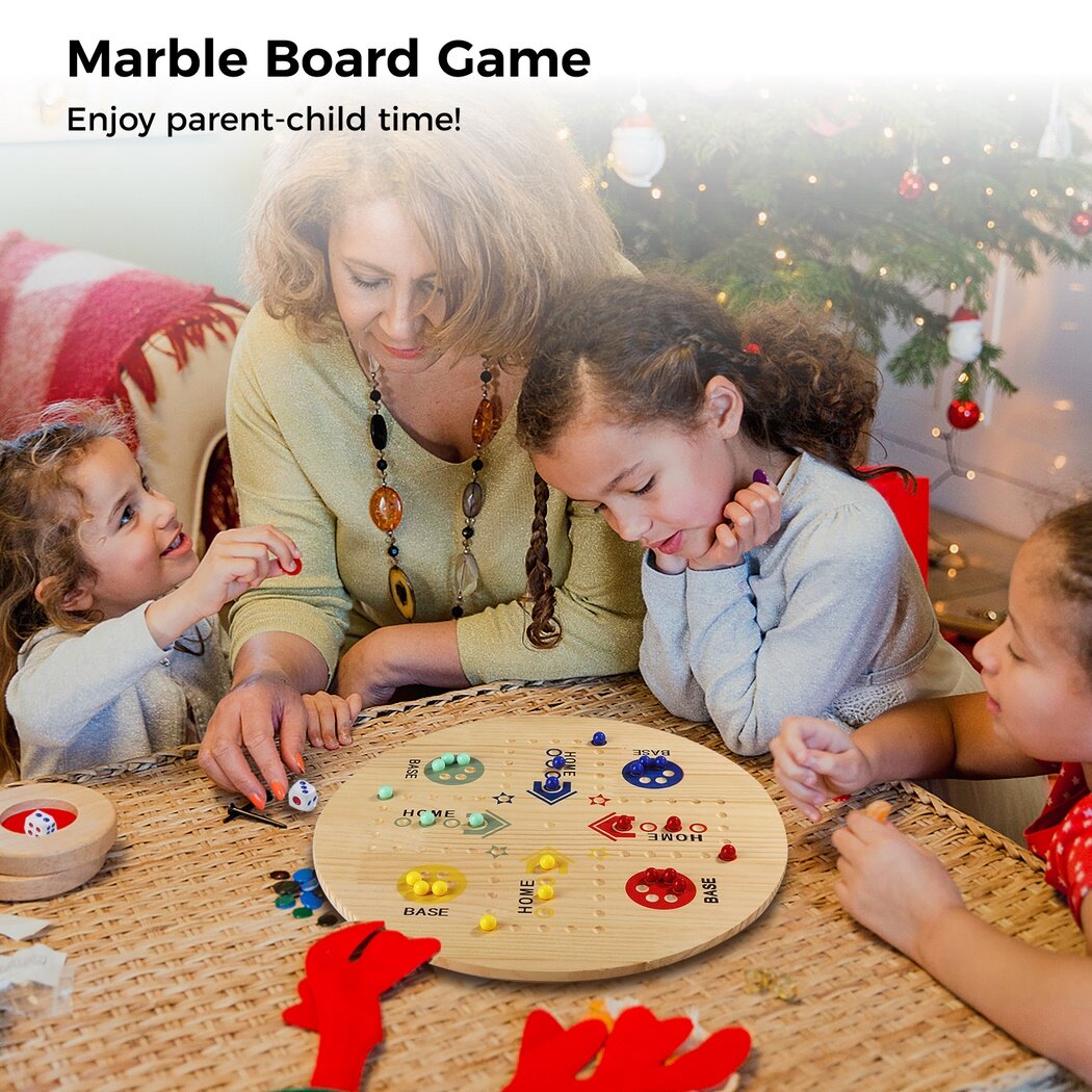 Double-Sided Marble Board Game with 36 Marbles & 8 Dices O208359