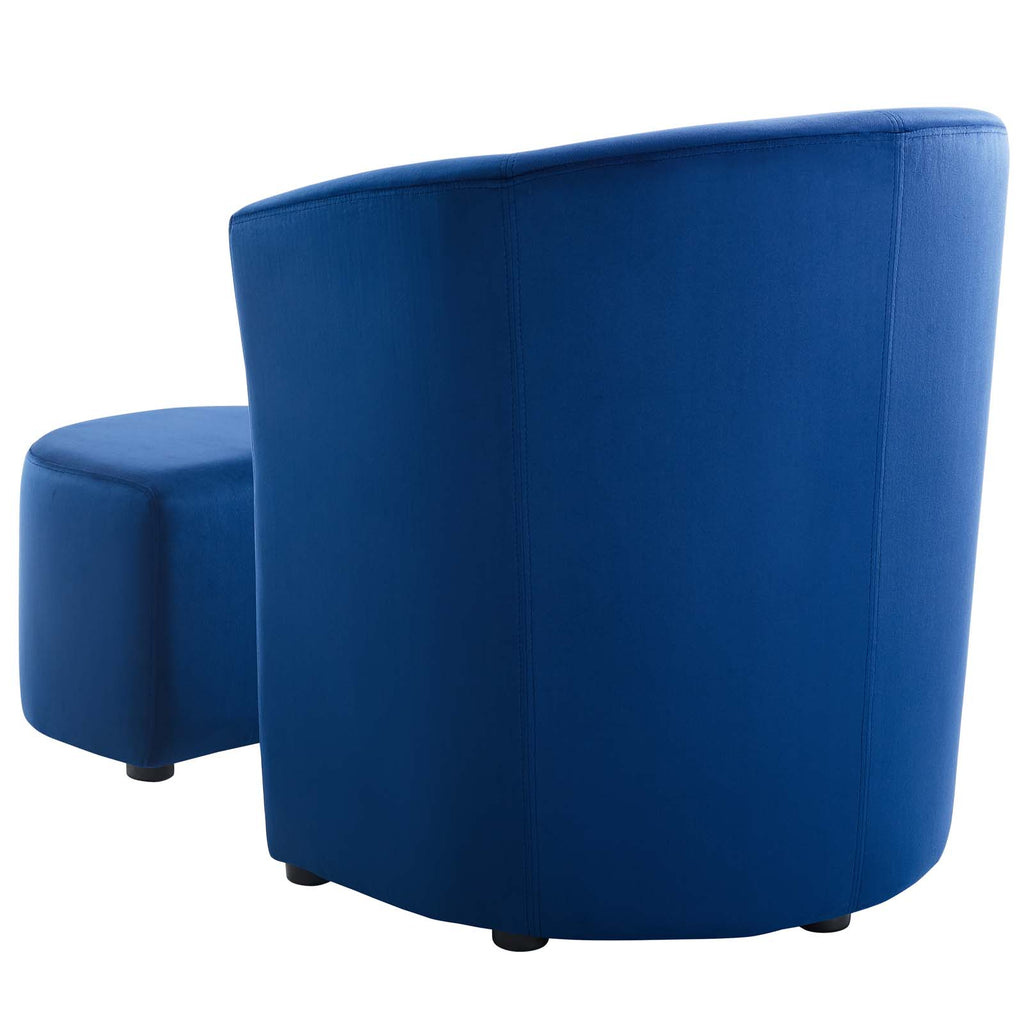Navy Blue Velvet Armchair and Ottoman A1756