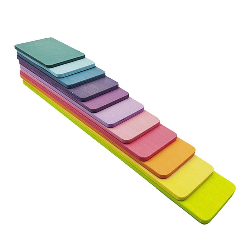 11pcs Wooden Rainbow Stacking Game Building Blocks L32340