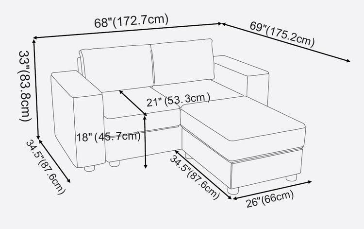 Dark Gray Linen Loveseat with Ottoman Y9738