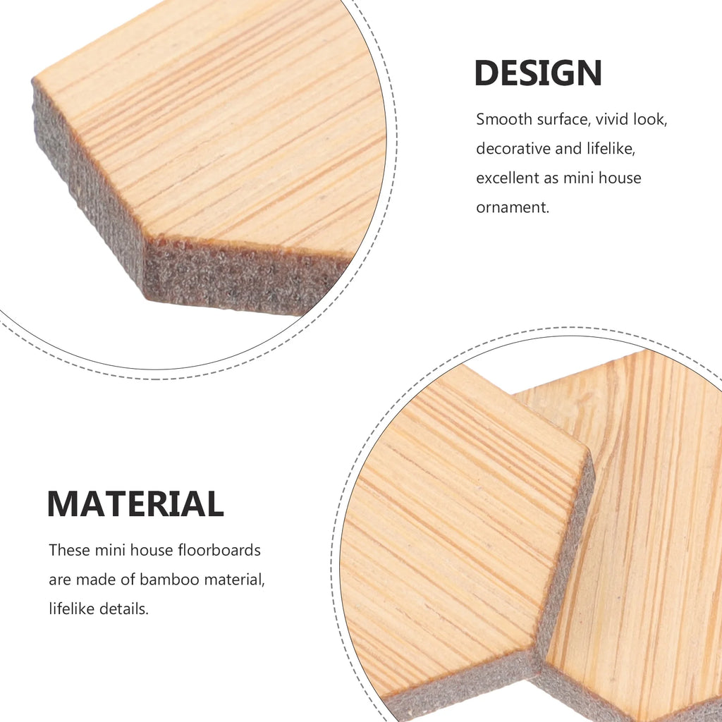 48pcs Mini Hexagon Bamboo Floorboard Doll House Prop Q9884