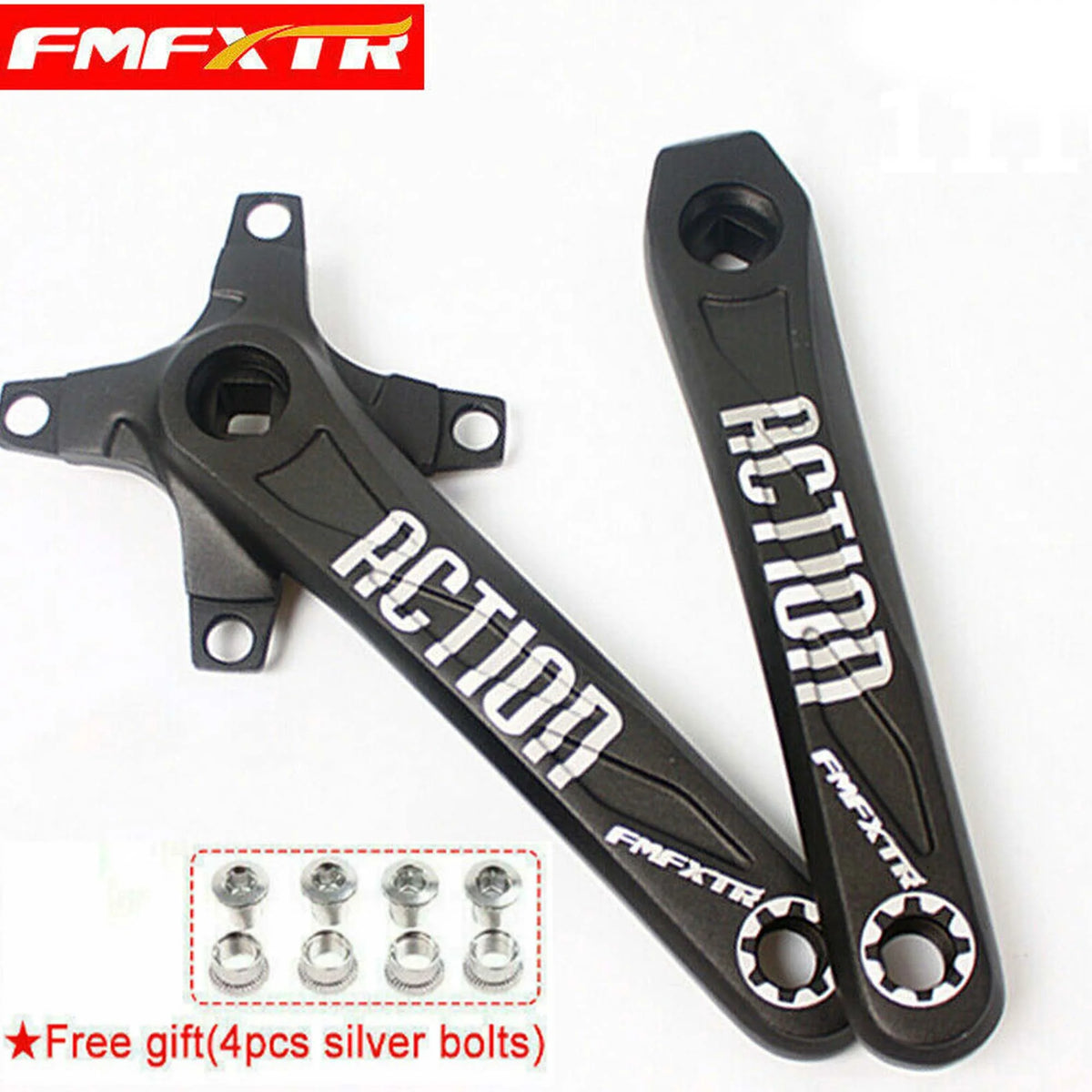 Mountain Bike Crank 104 BCD 170mm Aluminum Alloy Cranks Arm with 4pcs Silver Chainring Bolts E78955