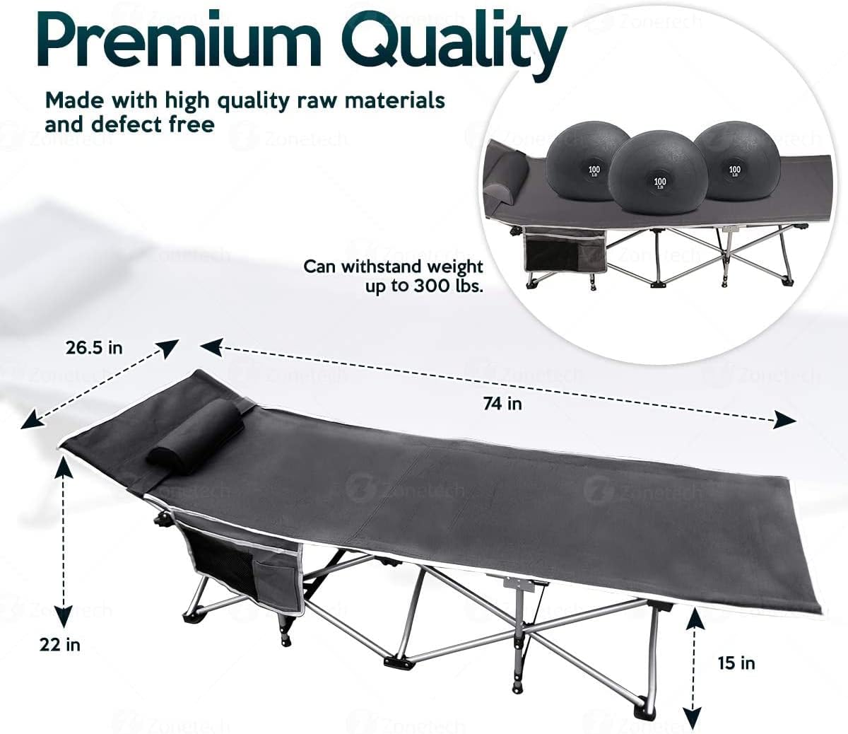 Grey Folding Outdoor Travel Cot 2 Pack H196582
