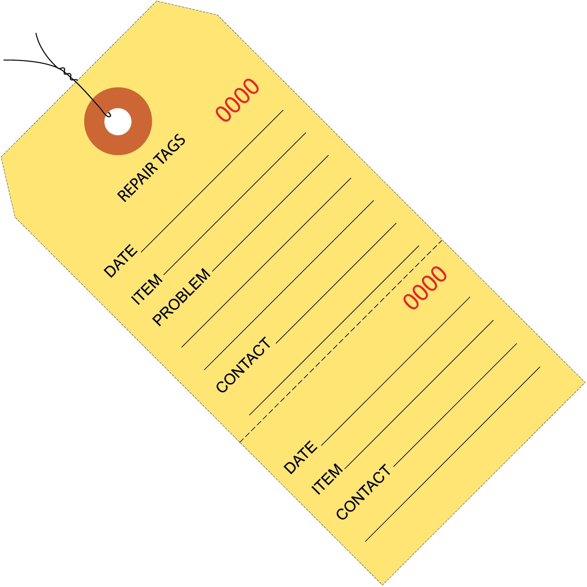 Yellow Repair Tags Consecutively Numbered D3378
