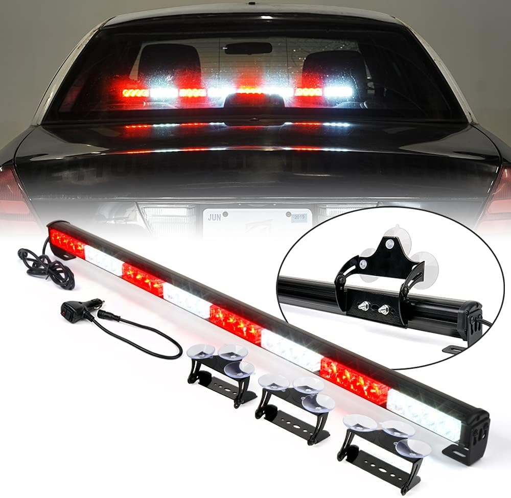 Red & Blue 35.5 LED Strobe Light Bar with Suction Cup Mount B66283
