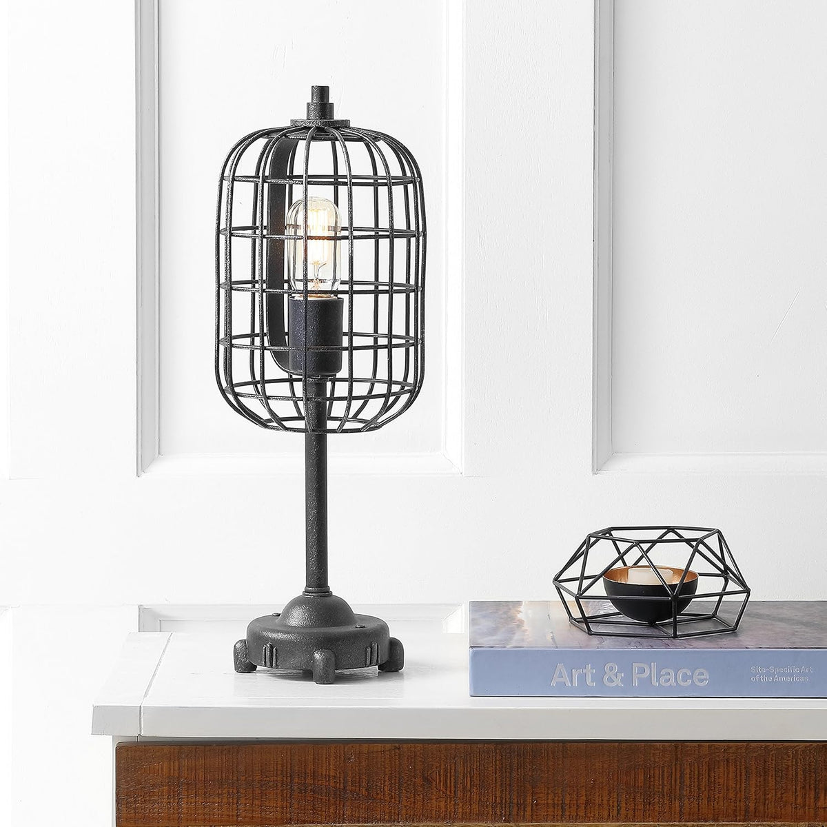 Black/Silver Industrial Metal Table Lamp B5129