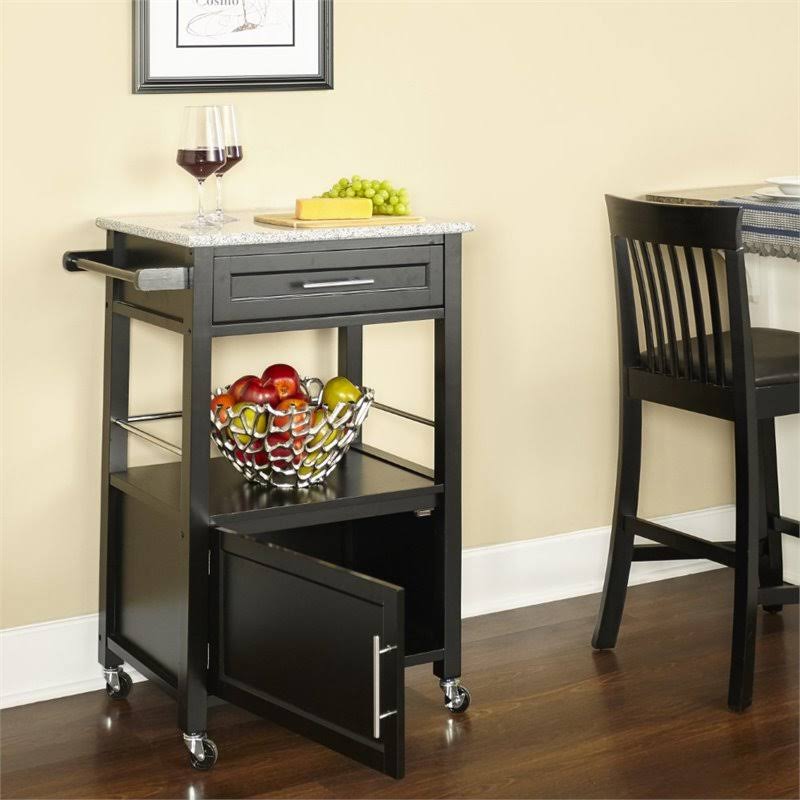 Black Granite Top Kitchen Cart V6048