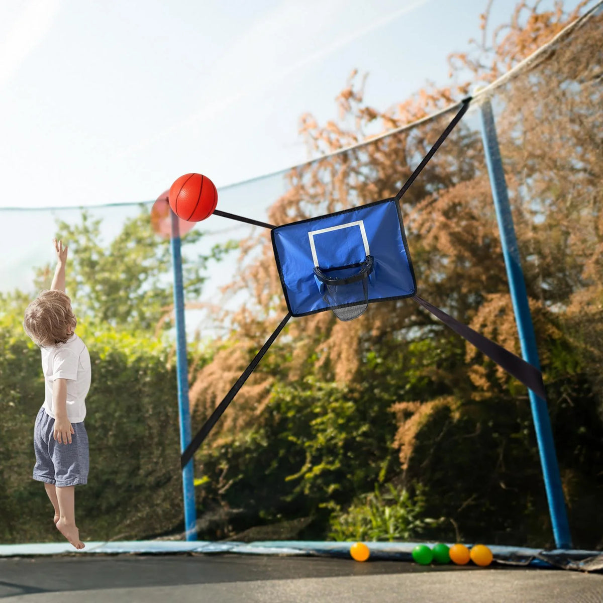Mini Basketball Hoop for Trampoline with Enclosure Basketball Frame Replacement Trims Trampoline Accessory D354165