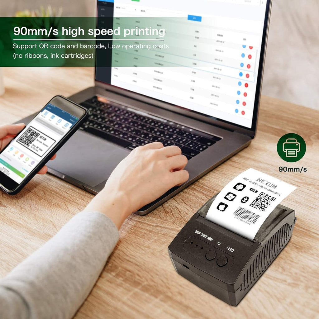 Bluetooth 58mm Thermal Receipt Printer, Pack of 2 I198