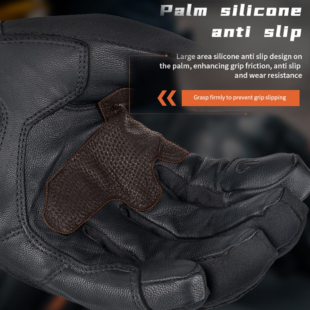 Vintage Leather Two-Finger Touchscreen Motorcycle Gloves Y89931