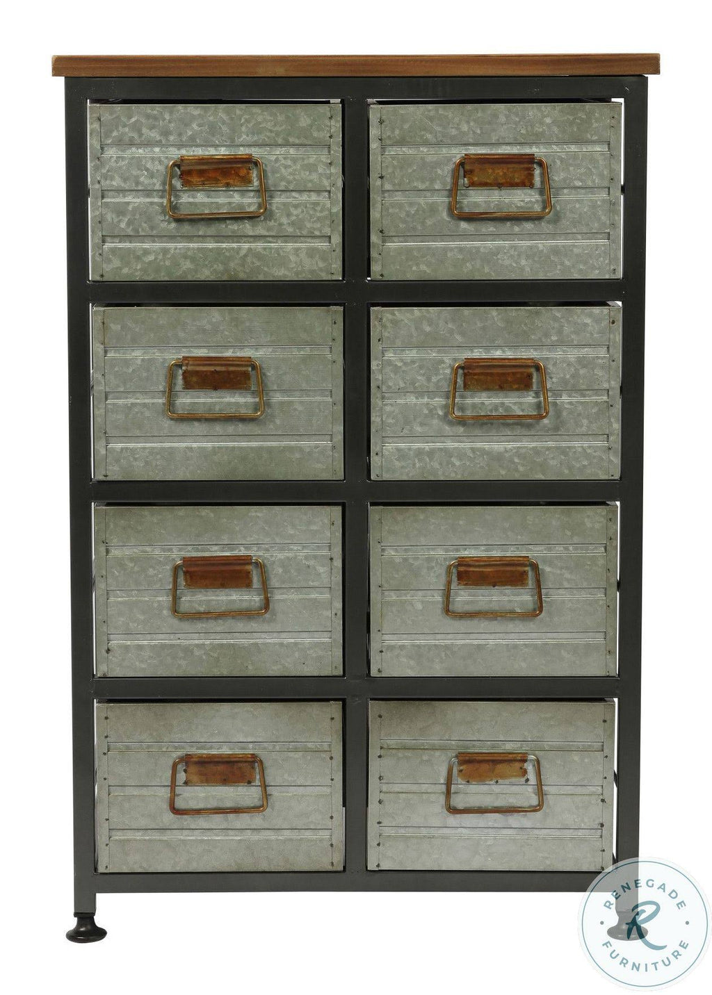 Gray and Brown Accent Cabinet with Solid Wood Top Q4409