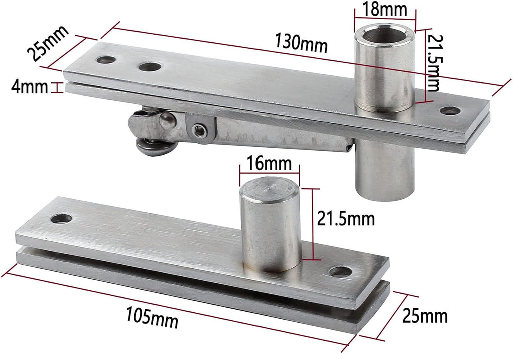 Door Pivot Hinge Heavy Duty Hidden Bookcase Hinges 360 Degree Shaft Stainless Steel Hardware 2PCS U993115